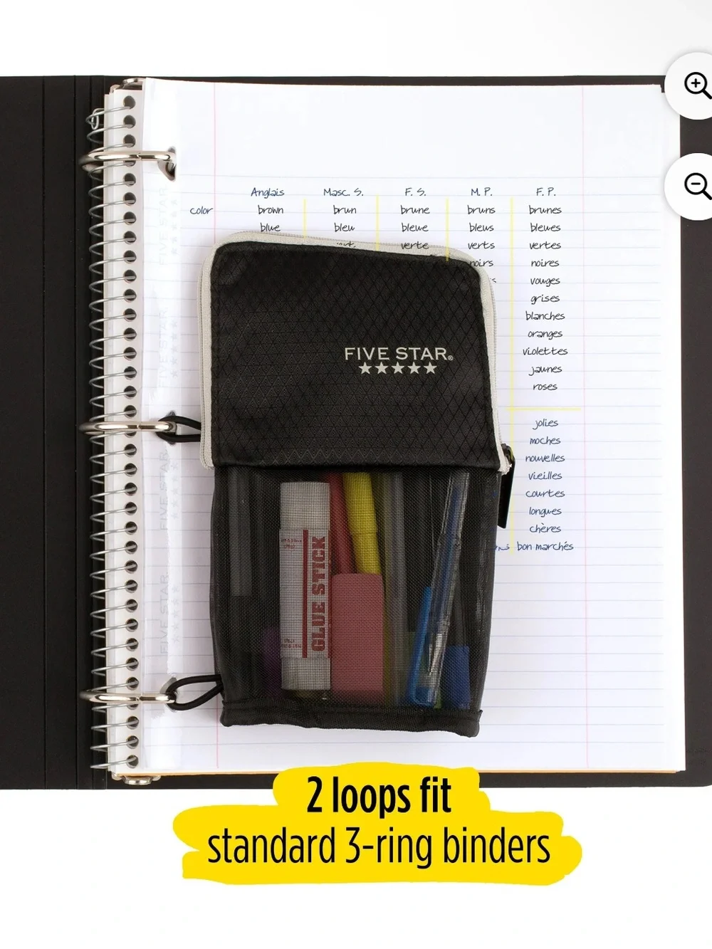Five Star Black and Gray Stand ‘N Store Pencil Pouch